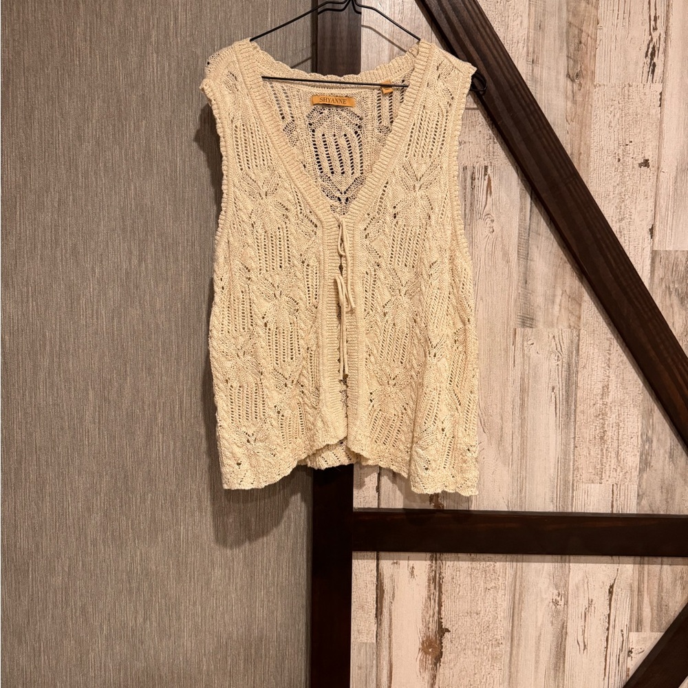 Shyanne Beige Sleeveless Crochet Blouse